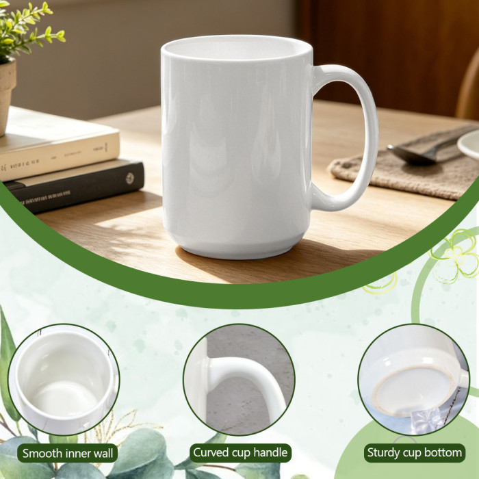 US Warehouse 15oz sublimation ceramic coffee mug with round Edge