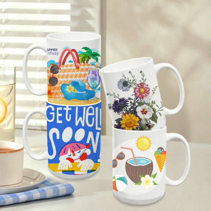 US Warehouse 15oz sublimation ceramic coffee mug with round Edge