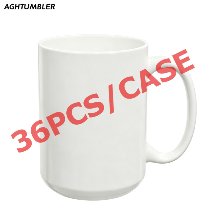 US Warehouse 15oz sublimation ceramic coffee mug with round Edge