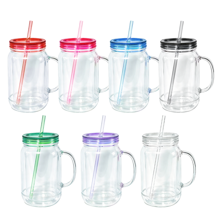 US Warehouse 22oz Double Wall clear Acrylic plastic snow globe Cup ,pre-hole with plugs(upgrade cup,the seam is leakproof)