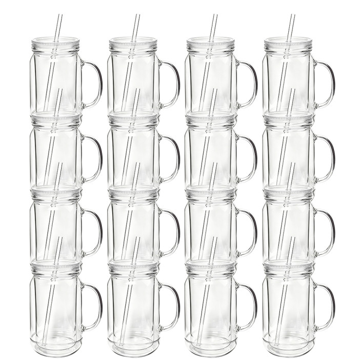 US Warehouse 22oz Double Wall clear Acrylic plastic snow globe Cup ,pre-hole with plugs(upgrade cup,the seam is leakproof)