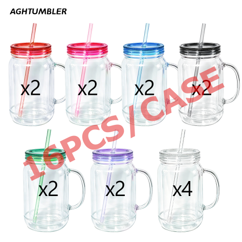 US Warehouse 22oz Double Wall clear Acrylic plastic snow globe Cup ,pre-hole with plugs(upgrade cup,the seam is leakproof)