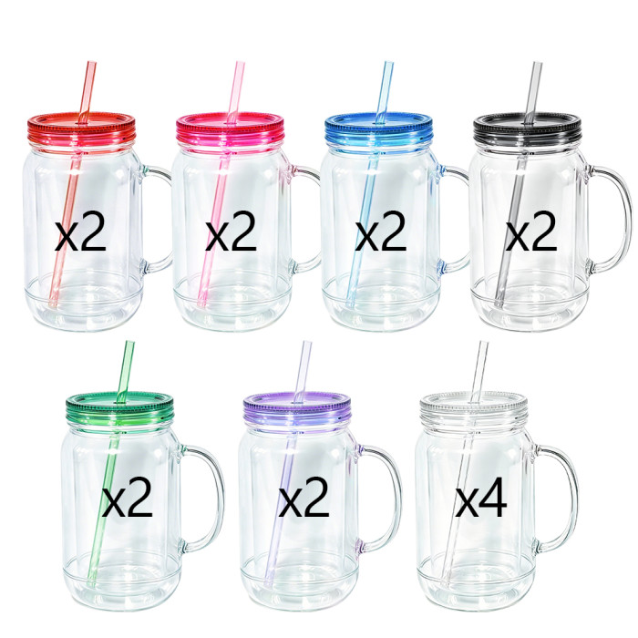 US Warehouse 22oz Double Wall clear Acrylic plastic snow globe Cup ,pre-hole with plugs(upgrade cup,the seam is leakproof)