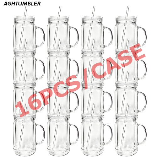 US Warehouse 22oz Double Wall clear Acrylic plastic snow globe Cup ,pre-hole with plugs(upgrade cup,the seam is leakproof)