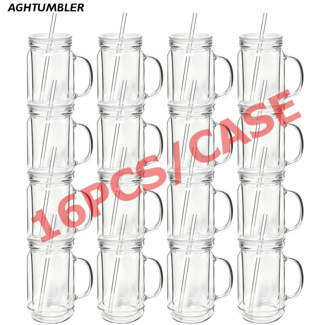 US Warehouse 22oz Double Wall clear Acrylic plastic snow globe Cup ,pre-hole with plugs(upgrade cup,the seam is leakproof)