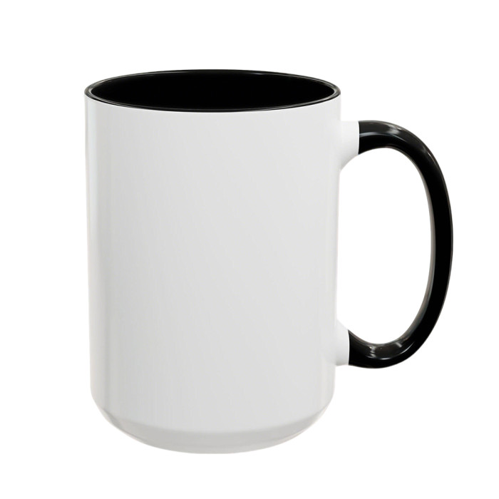 US Warehouse 15oz sublimation ceramic coffee mug with round Edge and Colored Inside and Handle