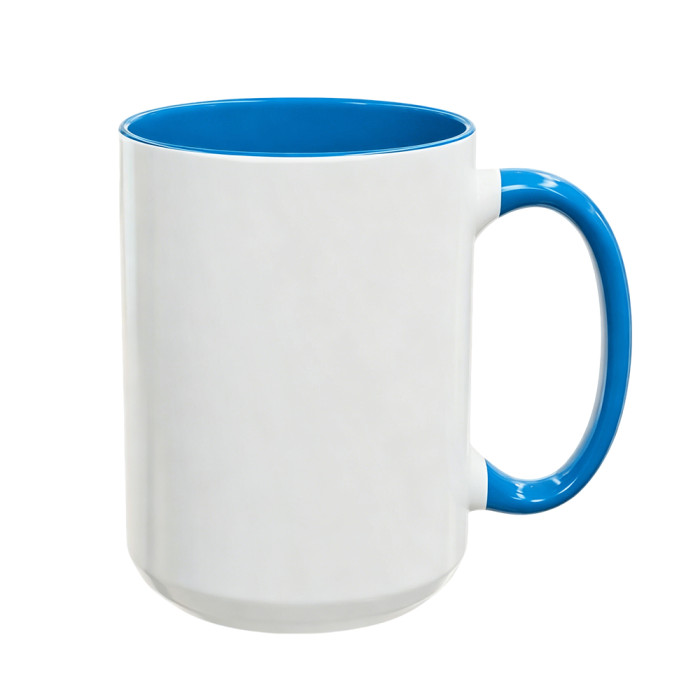 US Warehouse 15oz sublimation ceramic coffee mug with round Edge and Colored Inside and Handle