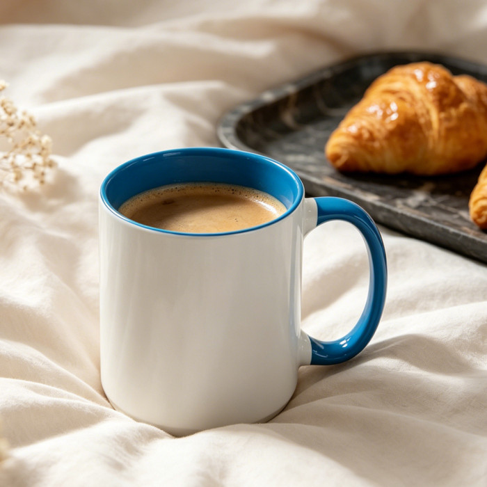 US Warehouse 15oz sublimation ceramic coffee mug with round Edge and Colored Inside and Handle