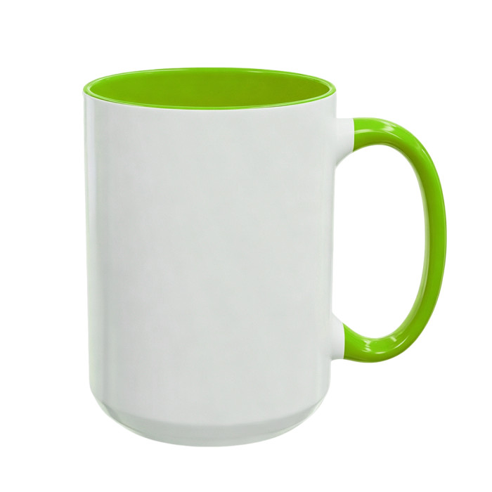 US Warehouse 15oz sublimation ceramic coffee mug with round Edge and Colored Inside and Handle