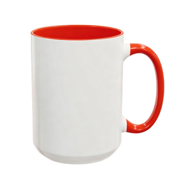 US Warehouse 15oz sublimation ceramic coffee mug with round Edge and Colored Inside and Handle