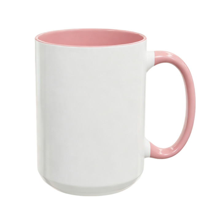 US Warehouse 15oz sublimation ceramic coffee mug with round Edge and Colored Inside and Handle
