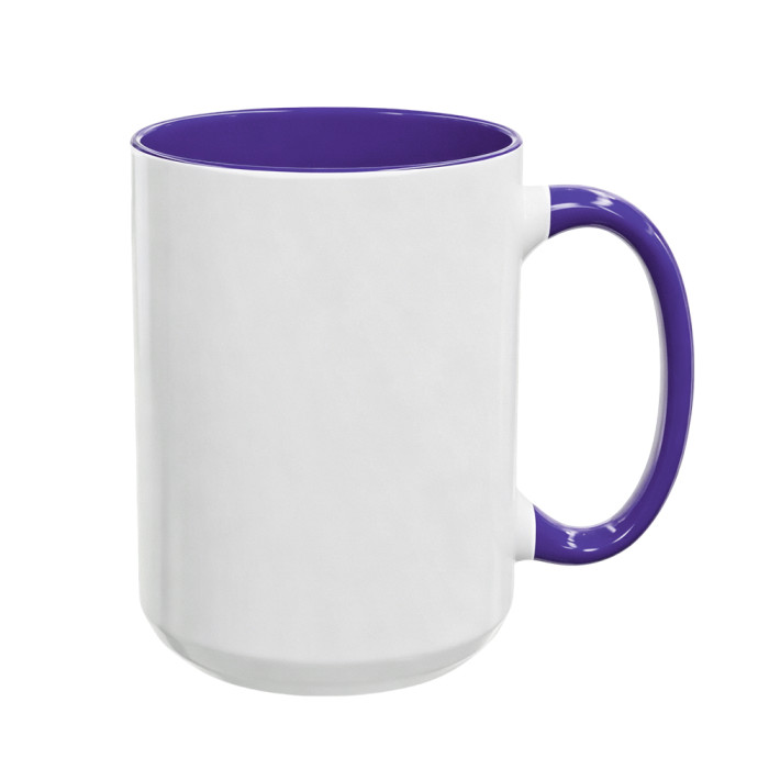 US Warehouse 15oz sublimation ceramic coffee mug with round Edge and Colored Inside and Handle