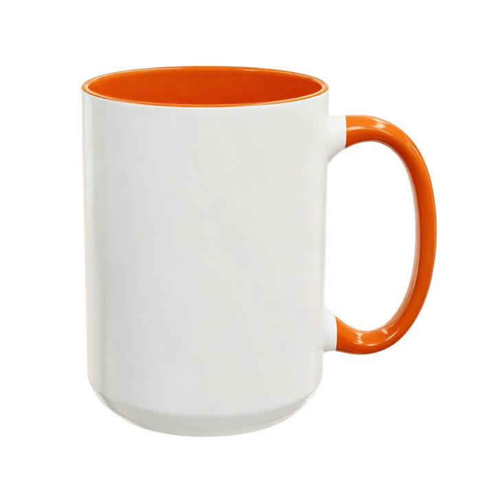 US Warehouse 15oz sublimation ceramic coffee mug with round Edge and Colored Inside and Handle