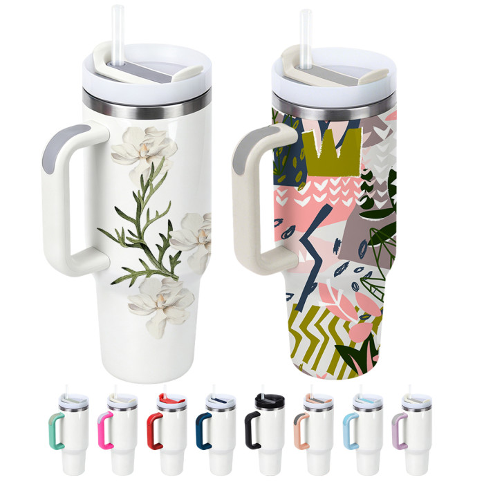 US Warehouse 40oz H2 Sublimation Tumbler with Colored Handle
