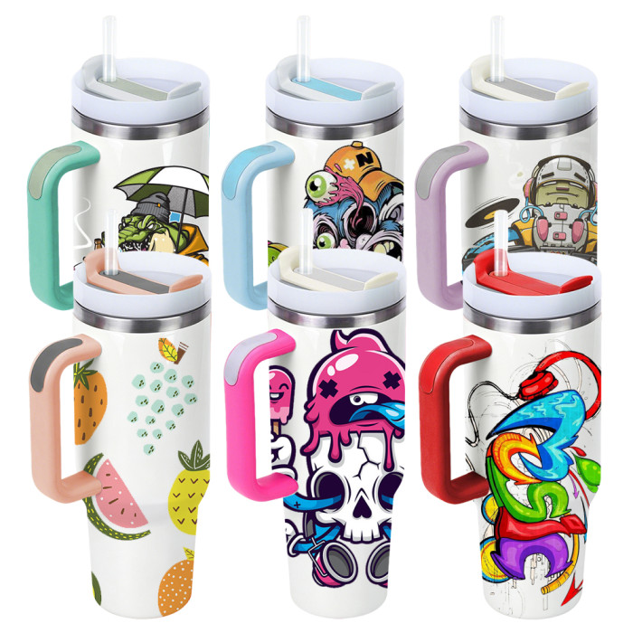 US Warehouse 40oz H2 Sublimation Tumbler with Colored Handle