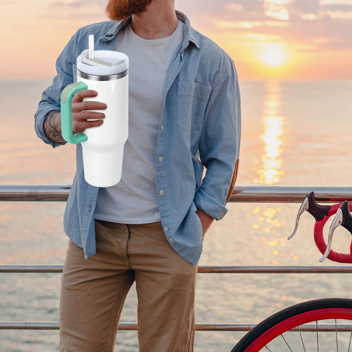US Warehouse 40oz H2 Sublimation Tumbler with Colored Handle