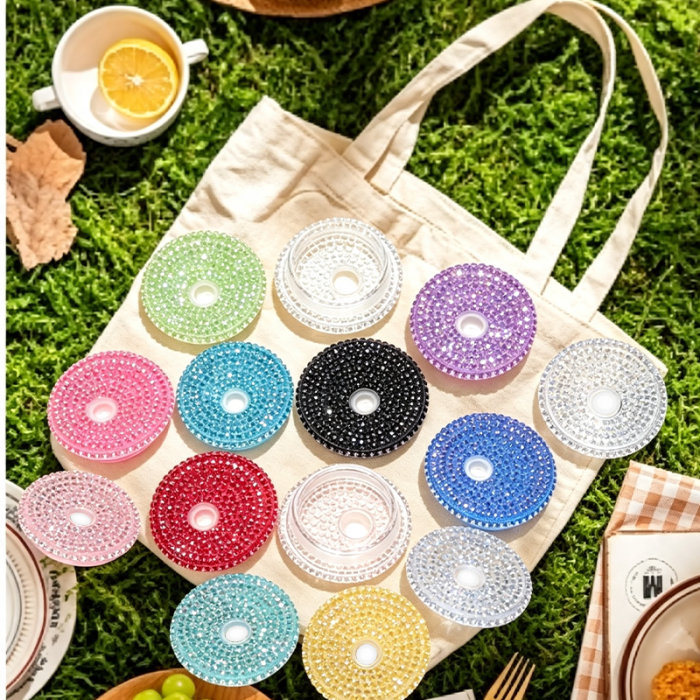 US Warehouse 2.95 inches Rhinestone Replacement Lids for 15oz/20oz Plastic/Glass Cup