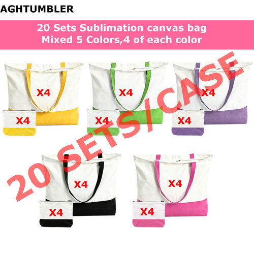 US Warehouse Sublimation Canvas Tote Bag Sets,mixed colors