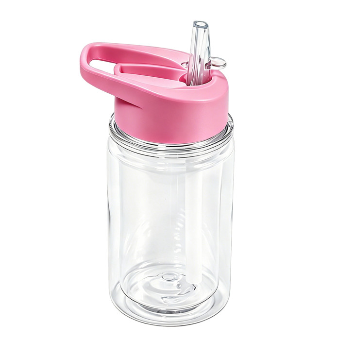 US warehosue 10oz Plastic Double Wall Snow Globe Cups Kids Water Bottle with plug,pre-hole