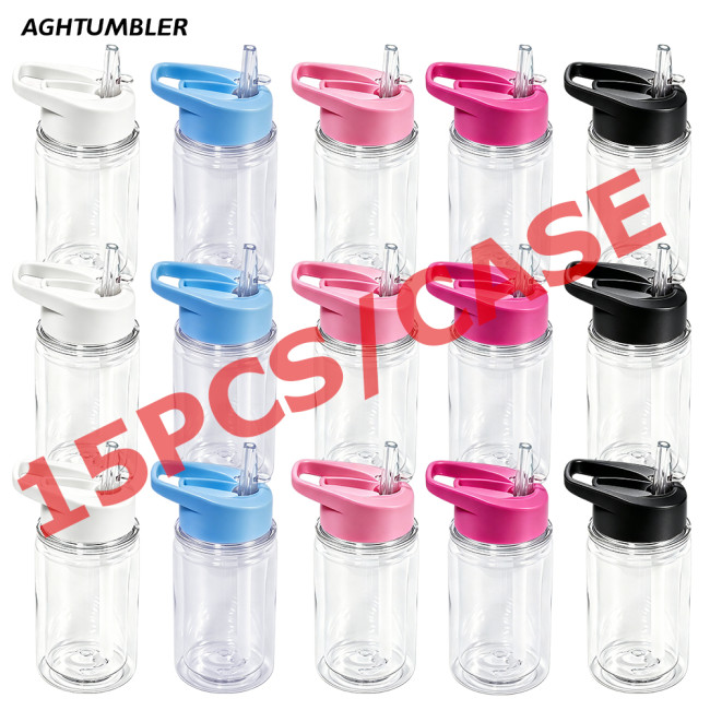 US warehosue 10oz Plastic Double Wall Snow Globe Cups Kids Water Bottle with plug,pre-hole