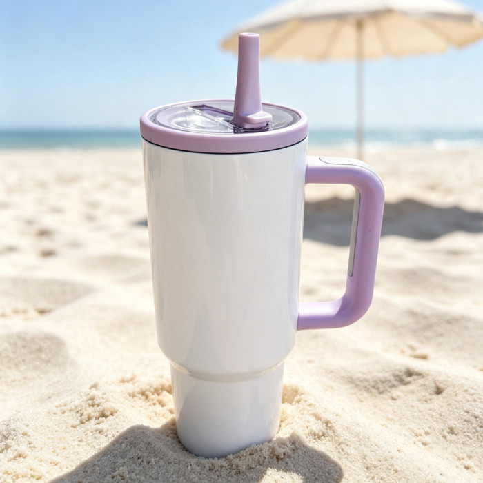 US Warehouse 40oz Sublimation Tumbler with Flip Straw Lid Mixed colored handle