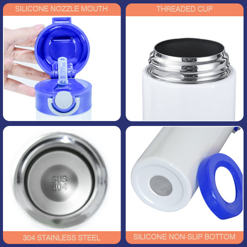 China Warehouse 50pcs Single Color 12oz Sublimation Straight Kids Bounce Tumbler water bottle