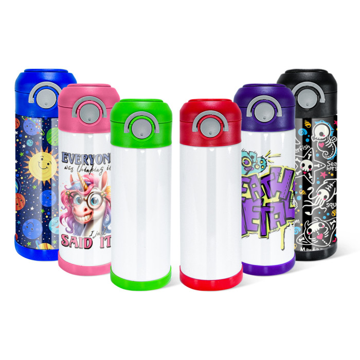 China Warehouse 50pcs Single Color 12oz Sublimation Straight Kids Bounce Tumbler water bottle