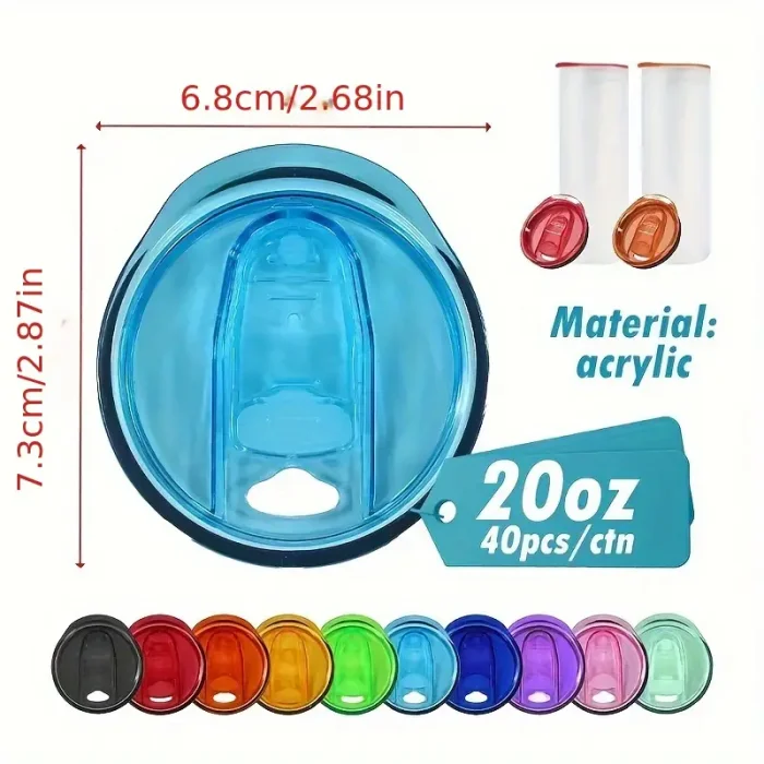 US Warehouse 2.87 inches Colored Replacement Lids for 20oz/15oz skinny tumbler