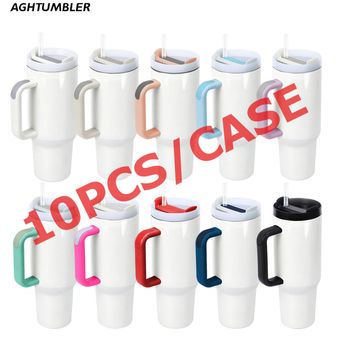 US Warehouse 40oz H2 Sublimation Tumbler with Colored Handle