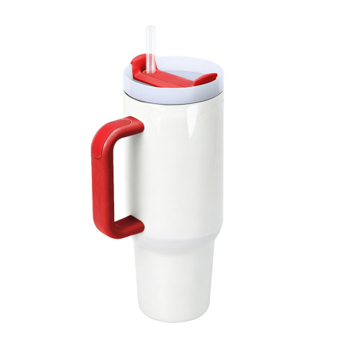 China warehouse 20pcs 40oz sublimation Tumbler with red handle+10 pcs extra red lid