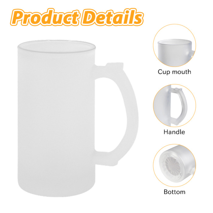 US Warehouse 16oz sublimation blanks glass beer Mug frosted Mugs