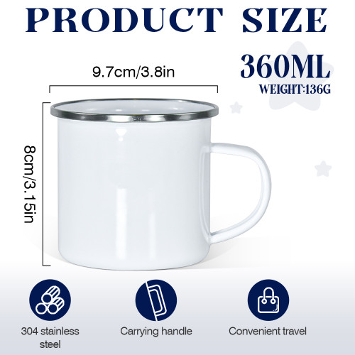 US warehouse 12oz sublimation Blanks enamel Cup Mugs