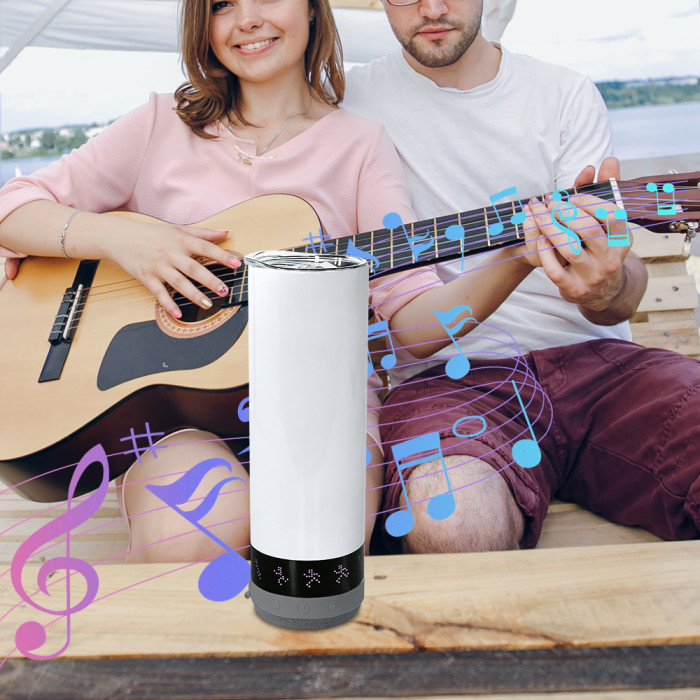 US Warehouse 20oz Sublimation Straight Speaker Tumbler Speaker With LED Screen Music Tumblers