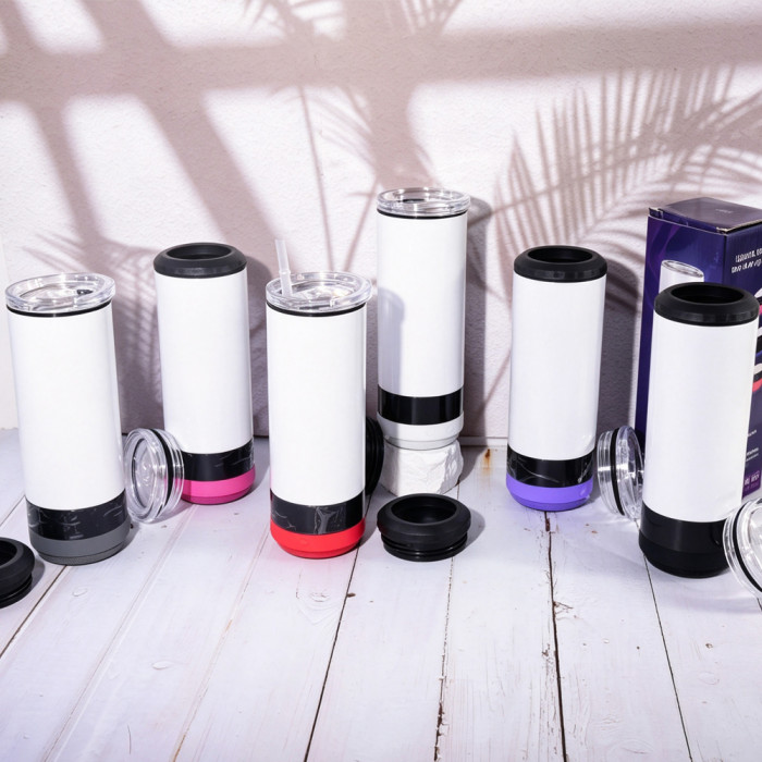US Warehouse 16oz Sublimation 4 in 1 can cooler Speaker With LED Screen Music Tumblers
