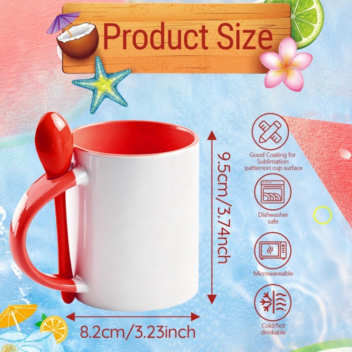 US Warehouse 11oz sublimation ceramic coffee Mug with spoon