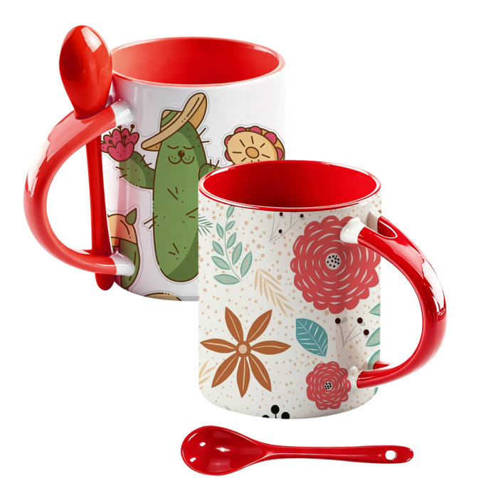 US Warehouse 11oz sublimation ceramic coffee Mug with spoon