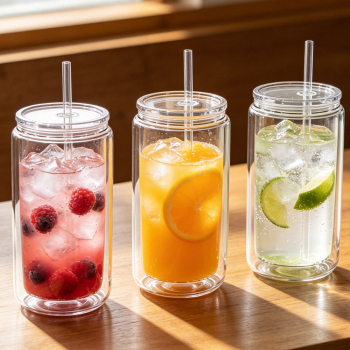 US Warehouse 16oz Double Wall clear Acrylic plastic snow globe Cup with plugs,pre-hole