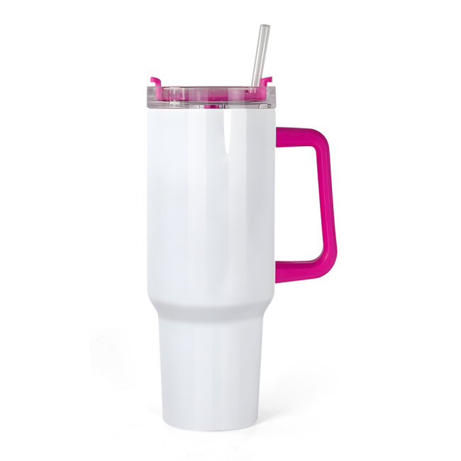 China Warehouse 40OZ sublimation blanks tumblers with Hot Pink handle
