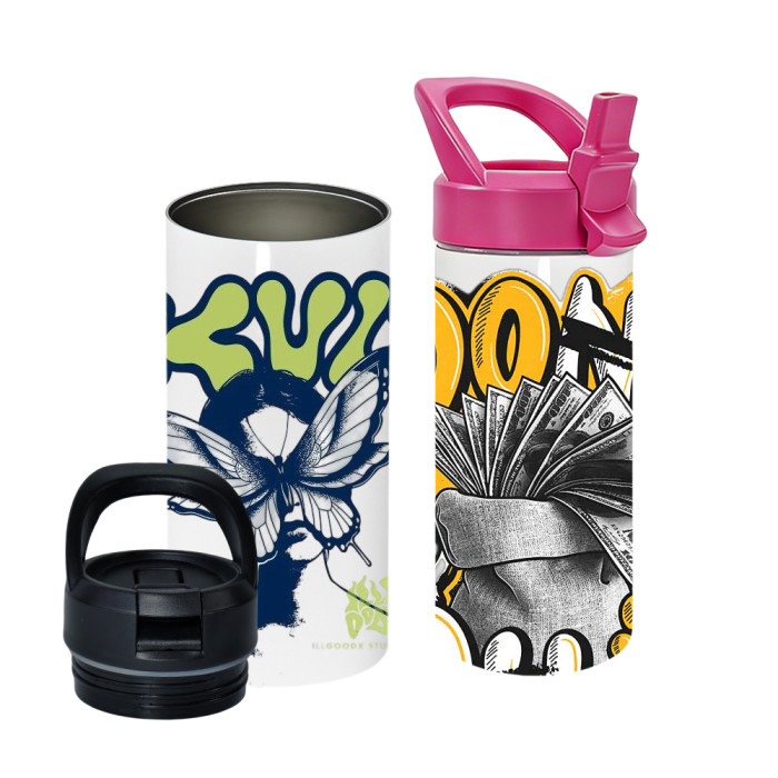 US warehosue 15oz sublimation straight skinny tumbler with Colored handle lid