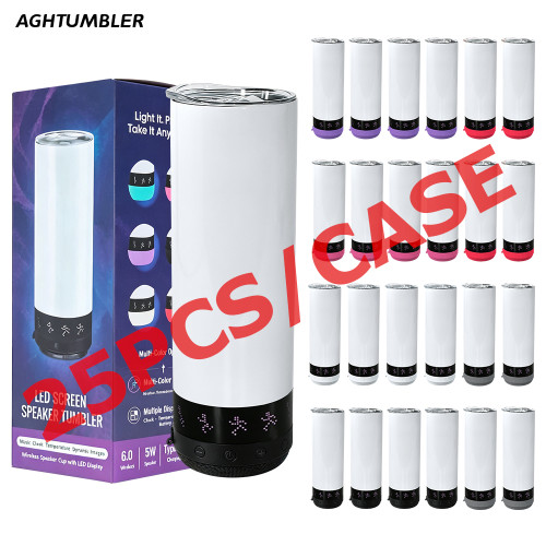 US Warehouse 20oz Sublimation Straight Speaker Tumbler Speaker With LED Screen Music Tumblers