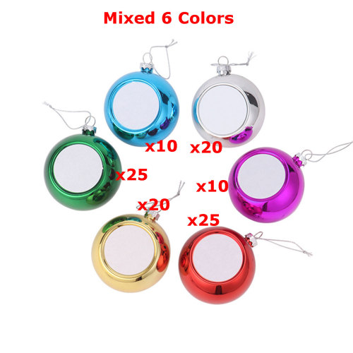 China Warehouse 100pcs Plastic Christmas Ball with Sublimation Piece,Mixed Colors