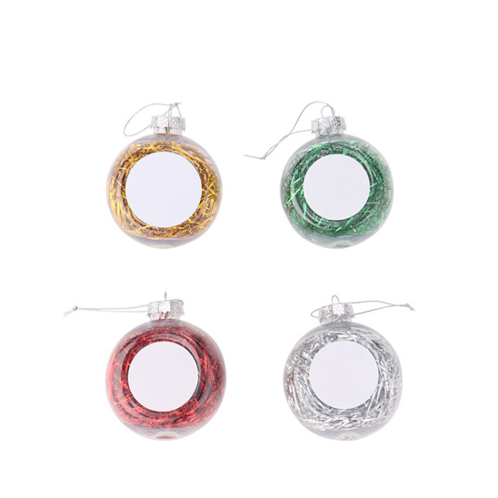 China Warehouse 100pcs Clear Plastic Christmas Ball with Sublimation Piece,Mixed Colors