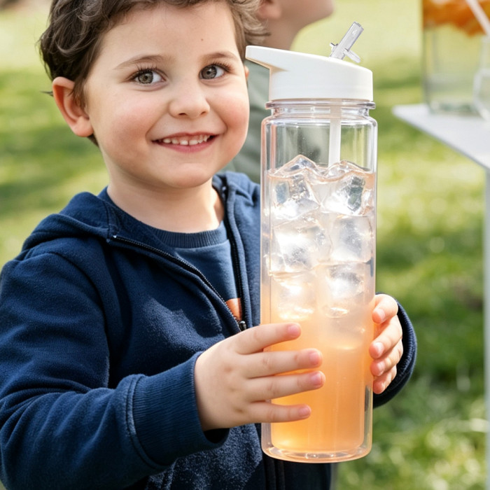 US warehosue 18oz Plastic Double Wall Snow Globe Kids Water Bottle with plug pre-hole,Cup BPA FREE