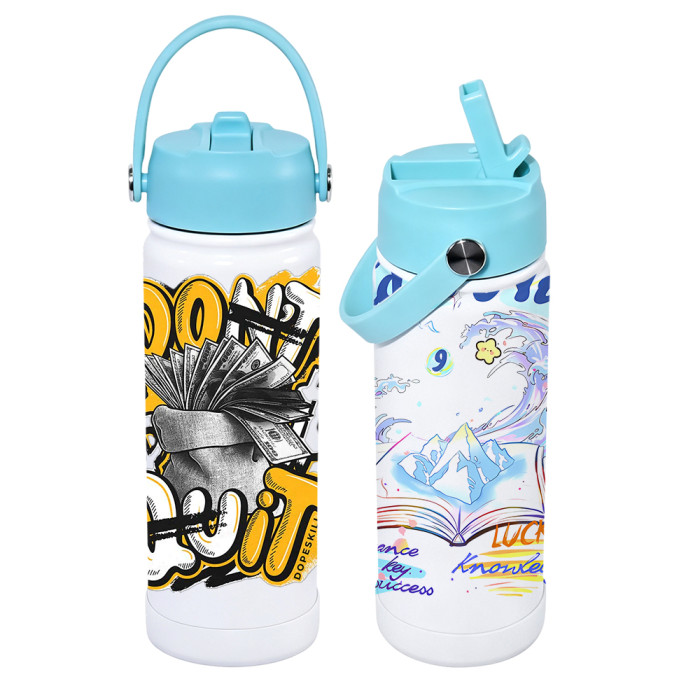 US Warehouse 18oz Sublimation Sports Water Bottle with Clear Silicone Sleeve