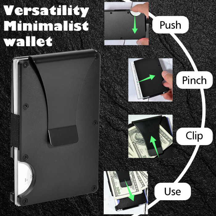 US Warehouse Black Aluminium alloy wallet