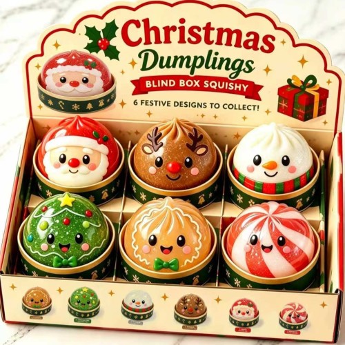 China Warehouse 3.35 inches Christmas Steamed stuffed bun Squeeze Squishy Toy Dumplings
