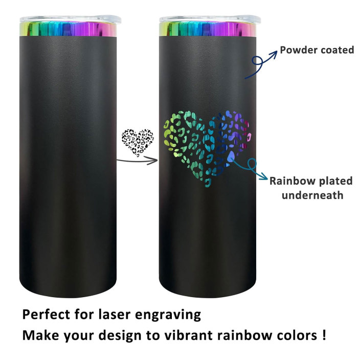 US Warehouse 20oz powder coated tumblers with rainbow plated