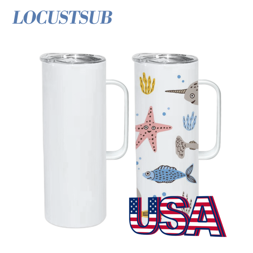 Locustsub Ready to ship 20 oz straight sublimation skinny with handle,30pcs a case