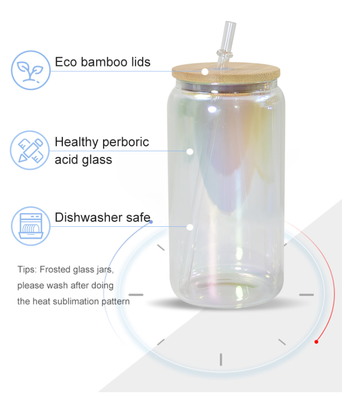 Locustsubchina warehouse 16oz sublimation iridescent glass ,mix 4 colors 50pcs/case