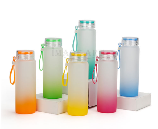 Locustsub Ready to ship 500ml 6 colors mix ublimation glass bottle,50pcs/case